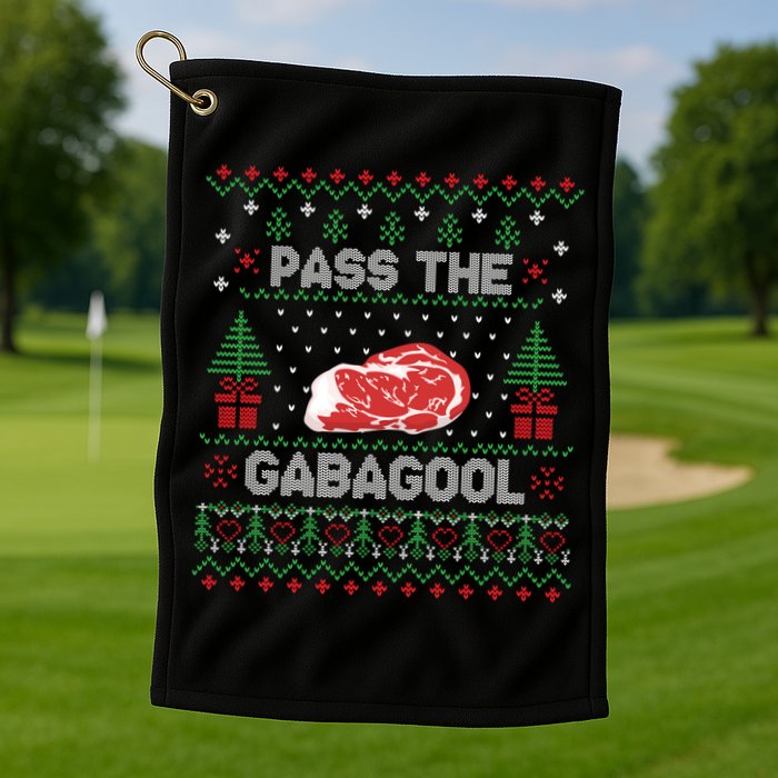 Pass The Gabagool Tacky Ugly Christmas Sweater Golf Towel