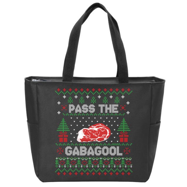 Pass The Gabagool Tacky Ugly Christmas Sweater Zip Tote Bag