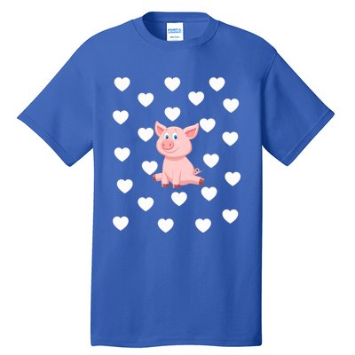 Pig Theme Gender Neutral Nursery Room Heart Decoration Funny Gift Tall T-Shirt