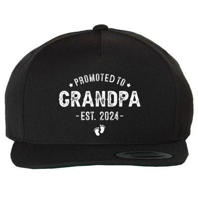 Promoted to Grandpa 2024 Soon to Be First Time Grandfather Wool Snapback Cap