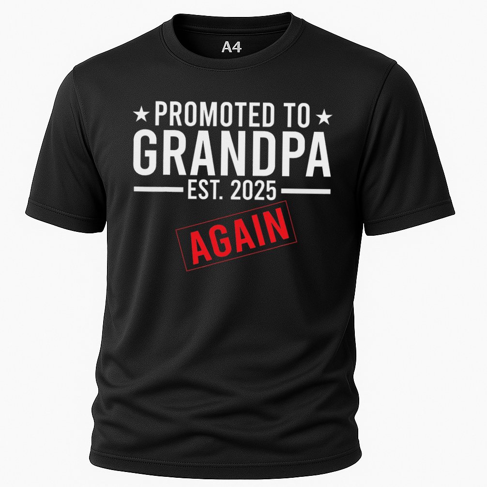 Promoted To Grandpa Again 2025 Baby Announcement Sibling Cooling Performance Crew T-Shirt