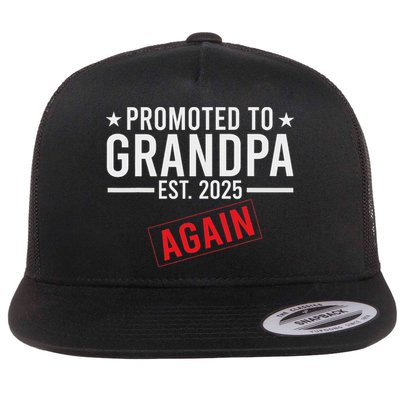 Promoted To Grandpa Again 2025 Baby Announcement Sibling Flat Bill Trucker Hat
