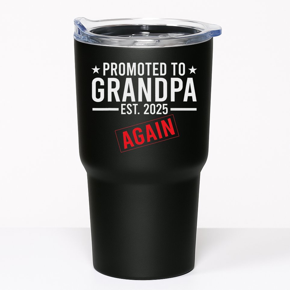 Promoted To Grandpa Again 2025 Baby Announcement Sibling Tumbler