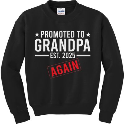 Promoted To Grandpa Again 2025 Baby Announcement Sibling Kids Sweatshirt