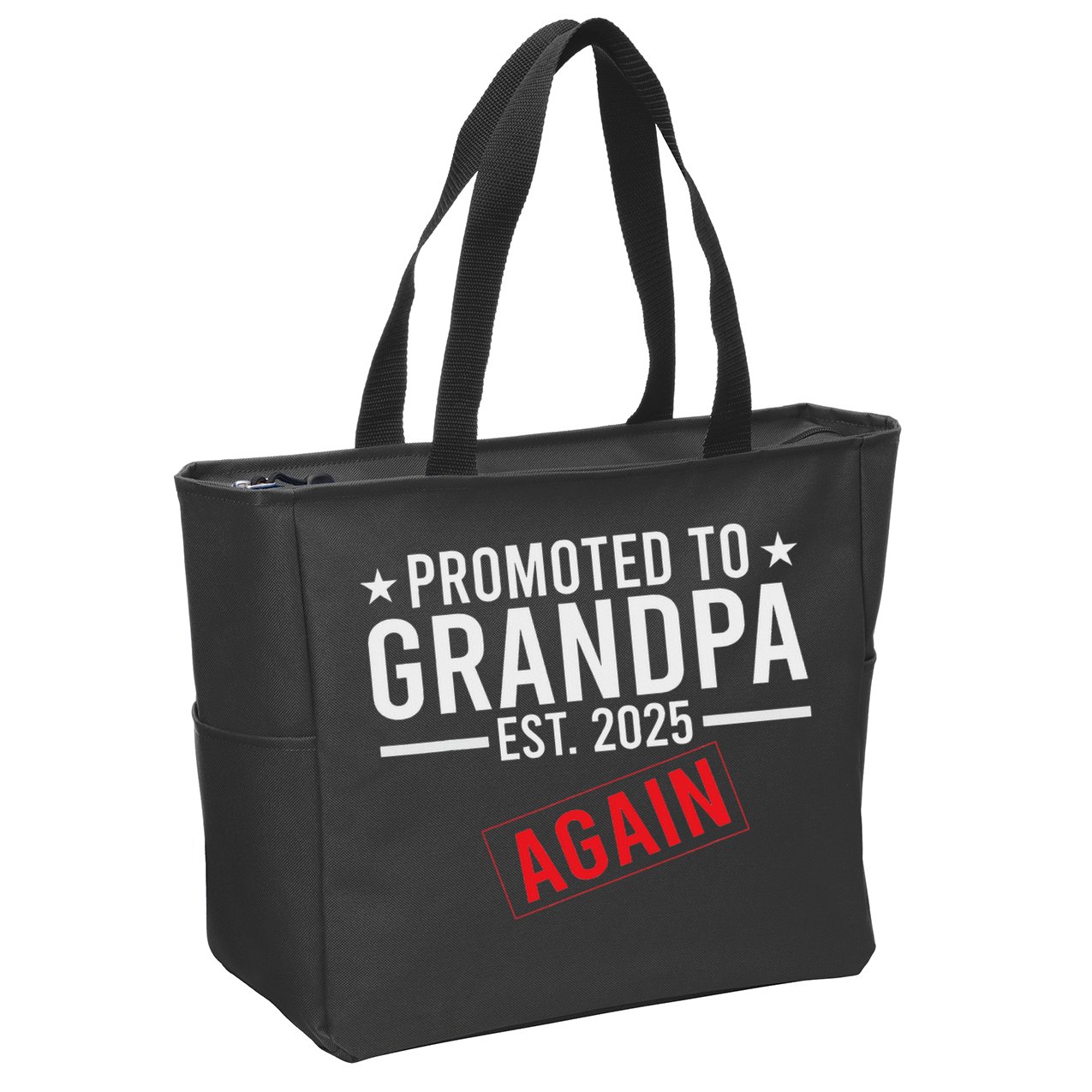 Promoted To Grandpa Again 2025 Baby Announcement Sibling Zip Tote Bag
