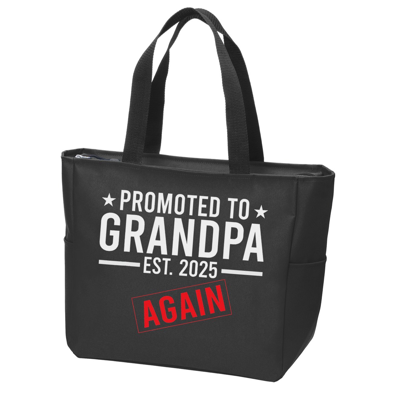 Promoted To Grandpa Again 2025 Baby Announcement Sibling Zip Tote Bag