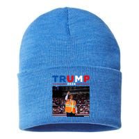 President Trump Garbage Truck Worker Vest Maga 2025 Sustainable Knit Beanie