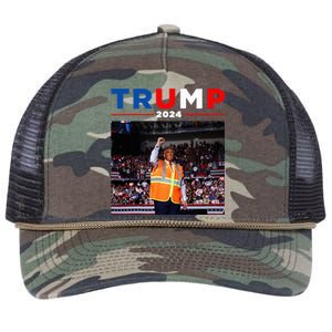 President Trump Garbage Truck Worker Vest Maga 2025 Retro Rope Trucker Hat Cap