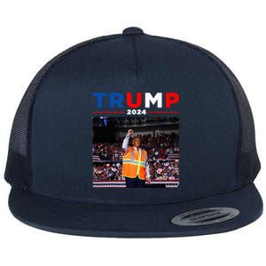 President Trump Garbage Truck Worker Vest Maga 2025 Flat Bill Trucker Hat