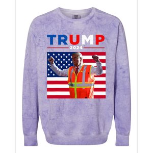 President Trump Garbage Truck Worker Vest Maga 2025 Colorblast Crewneck Sweatshirt