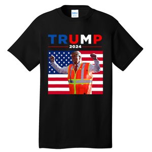 President Trump Garbage Truck Worker Vest Maga 2025 Tall T-Shirt