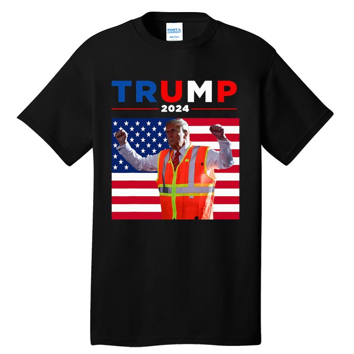 President Trump Garbage Truck Worker Vest Maga 2025 Tall T-Shirt