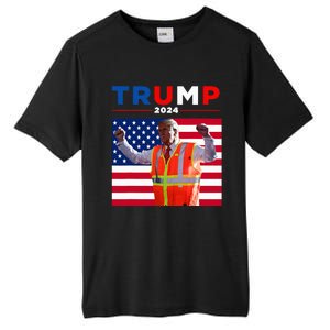 President Trump Garbage Truck Worker Vest Maga 2025 Tall Fusion ChromaSoft Performance T-Shirt