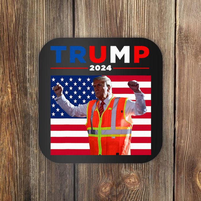 President Trump Garbage Truck Worker Vest Maga 2025 Coaster