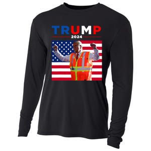 President Trump Garbage Truck Worker Vest Maga 2025 Cooling Performance Long Sleeve Crew