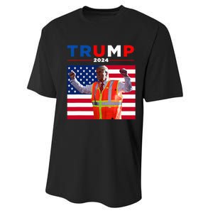 President Trump Garbage Truck Worker Vest Maga 2025 Performance Sprint T-Shirt