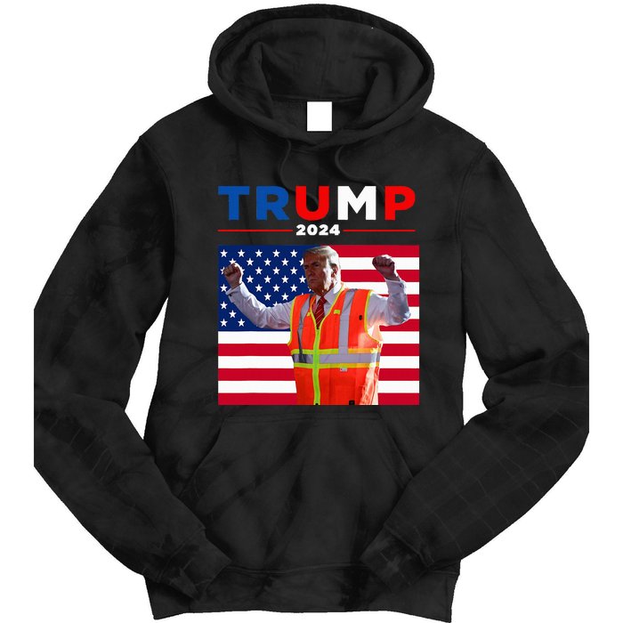 President Trump Garbage Truck Worker Vest Maga 2025 Tie Dye Hoodie