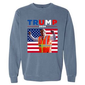 President Trump Garbage Truck Worker Vest Maga 2025 Garment-Dyed Sweatshirt