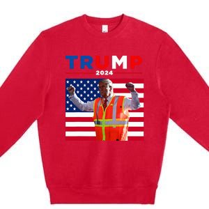 President Trump Garbage Truck Worker Vest Maga 2025 Premium Crewneck Sweatshirt