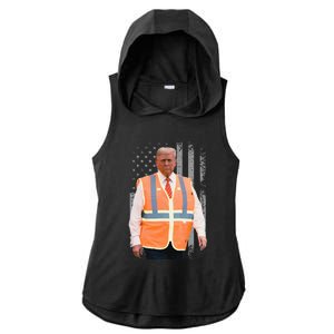 President Trump Garbage Truck Worker Vest Usa Flag Maga 2025 Ladies PosiCharge Tri-Blend Wicking Draft Hoodie Tank