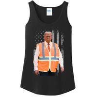 President Trump Garbage Truck Worker Vest Usa Flag Maga 2025 Ladies Essential Tank