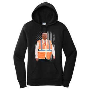 President Trump Garbage Truck Worker Vest Usa Flag Maga 2025 Women's Pullover Hoodie