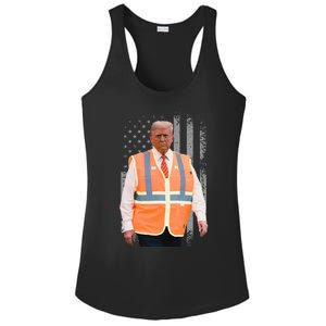 President Trump Garbage Truck Worker Vest Usa Flag Maga 2025 Ladies PosiCharge Competitor Racerback Tank