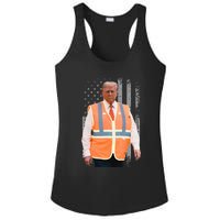 President Trump Garbage Truck Worker Vest Usa Flag Maga 2025 Ladies PosiCharge Competitor Racerback Tank