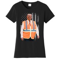 President Trump Garbage Truck Worker Vest Usa Flag Maga 2025 Women's T-Shirt