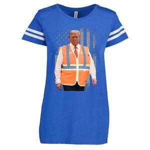 President Trump Garbage Truck Worker Vest Usa Flag Maga 2025 Enza Ladies Jersey Football T-Shirt