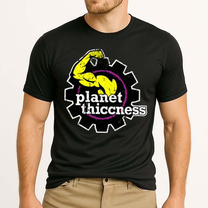Planet Thiccness Gym Thickness Funny Joke Workout Lover Cooling Performance Crew T-Shirt