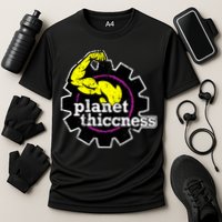 Planet Thiccness Gym Thickness Funny Joke Workout Lover Cooling Performance Crew T-Shirt