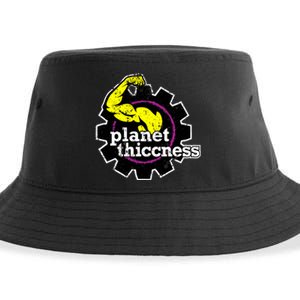 Planet Thiccness Gym Thickness Funny Joke Workout Lover Sustainable Bucket Hat