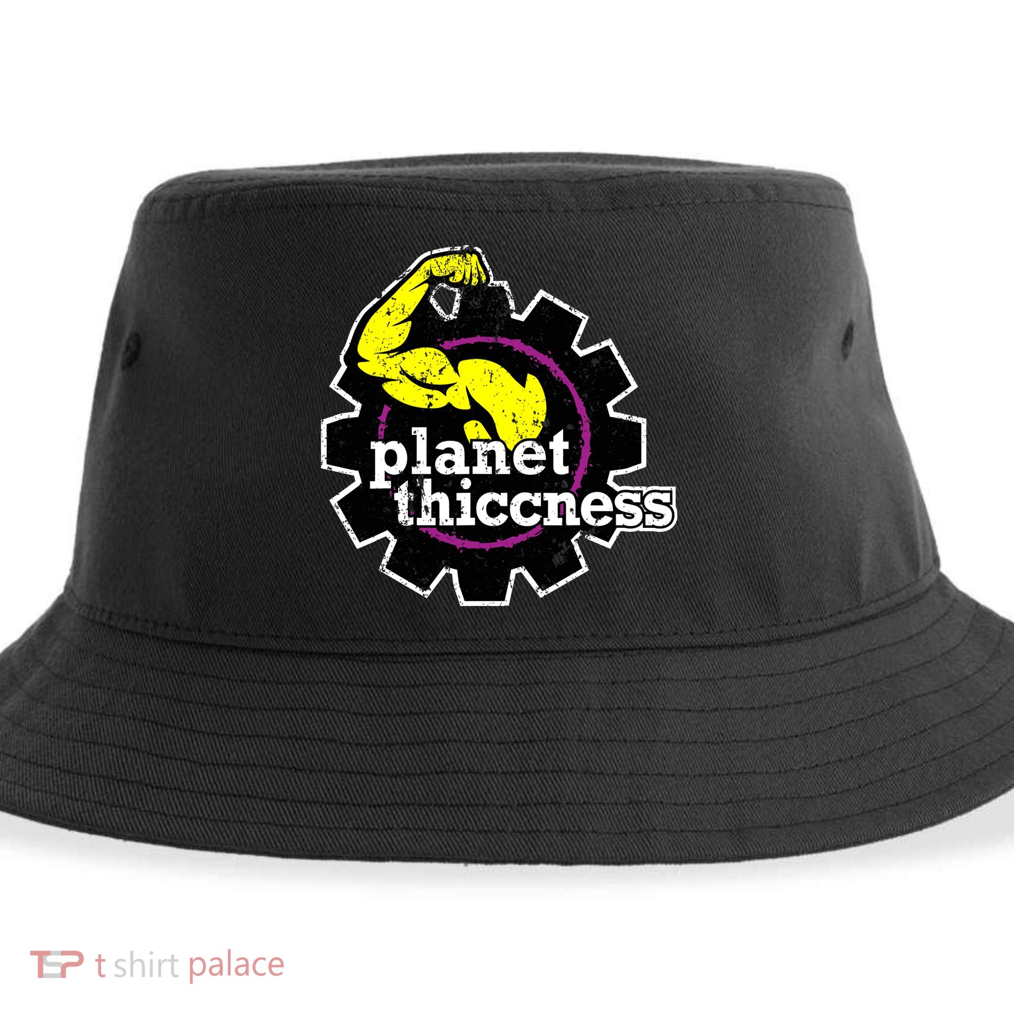 Planet Thiccness Gym Thickness Funny Joke Workout Lover Sustainable Bucket Hat