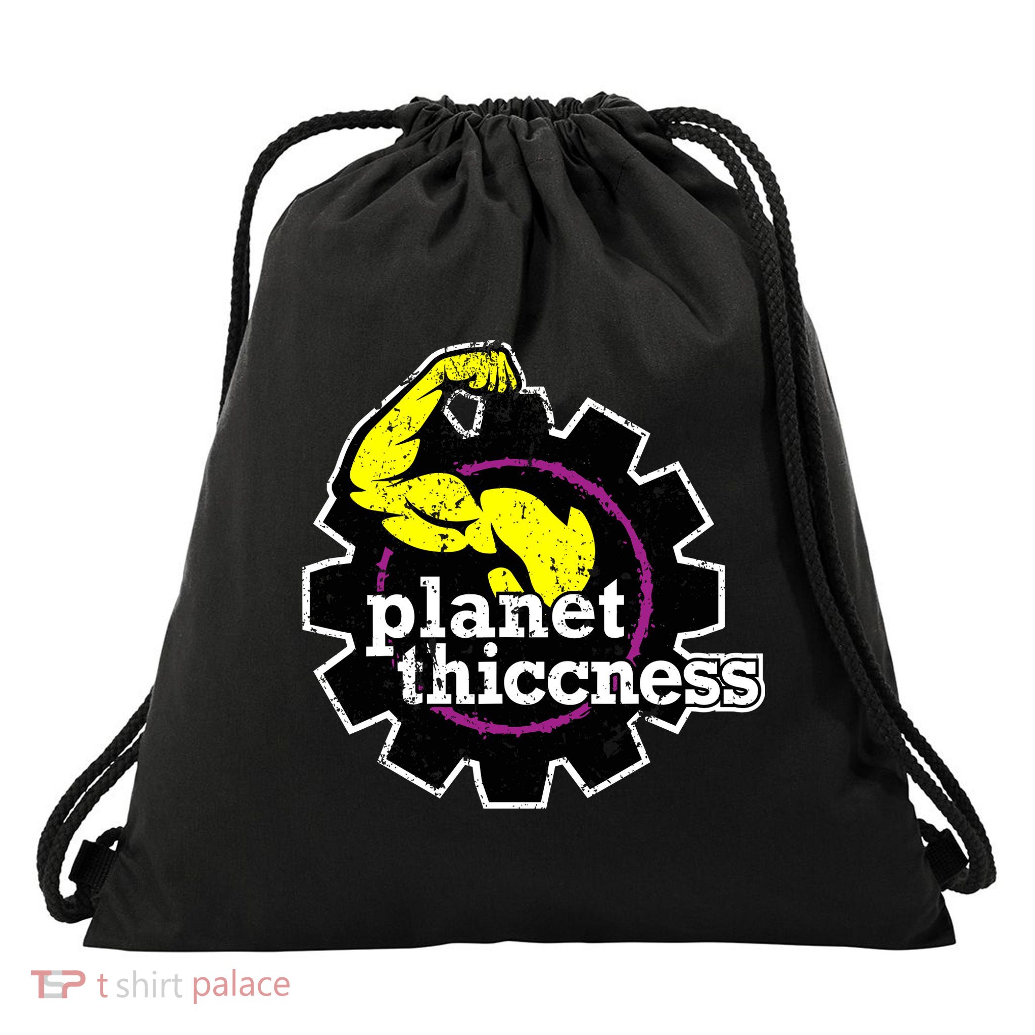 Planet Thiccness Gym Thickness Funny Joke Workout Lover Drawstring Bag
