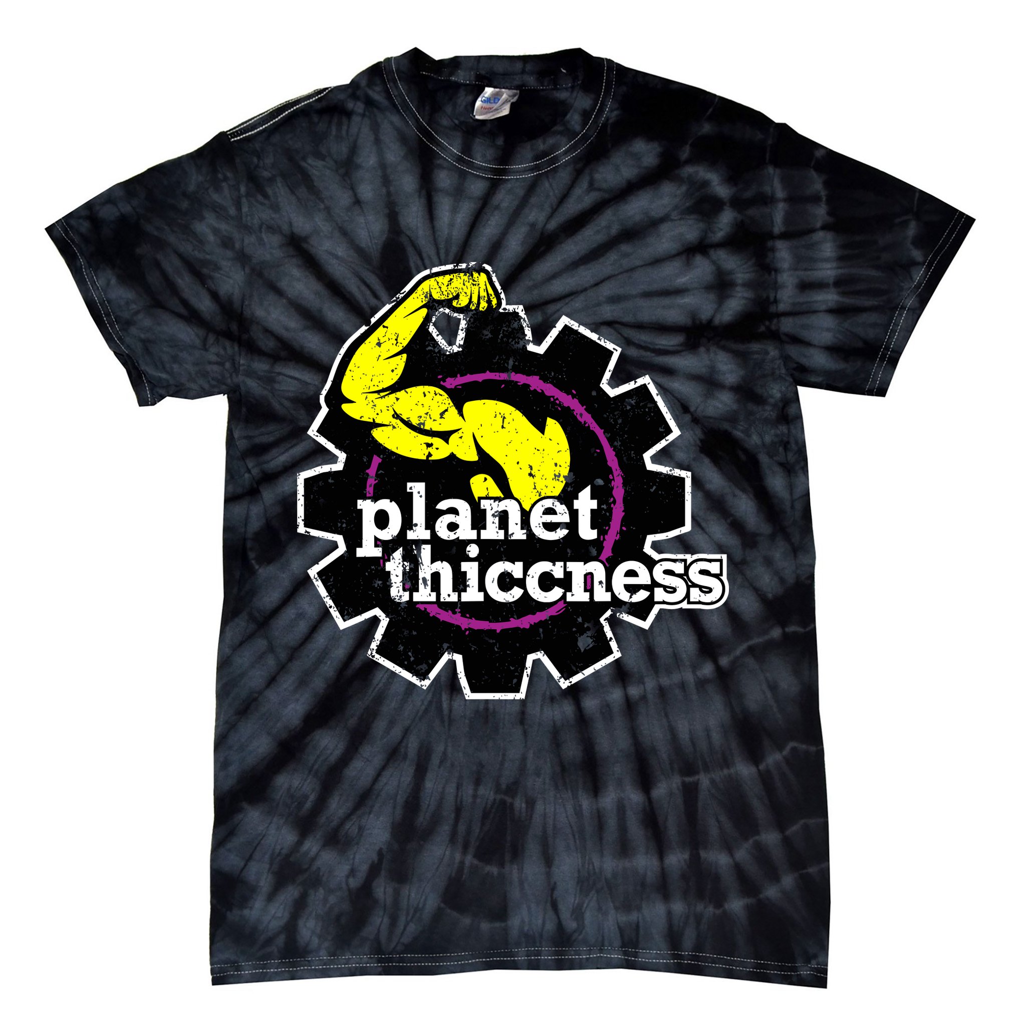 Planet Thiccness Gym Thickness Funny Joke Workout Lover Tie-Dye T-Shirt