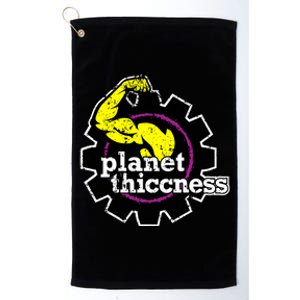 Planet Thiccness Gym Thickness Funny Joke Workout Lover Platinum Collection Golf Towel