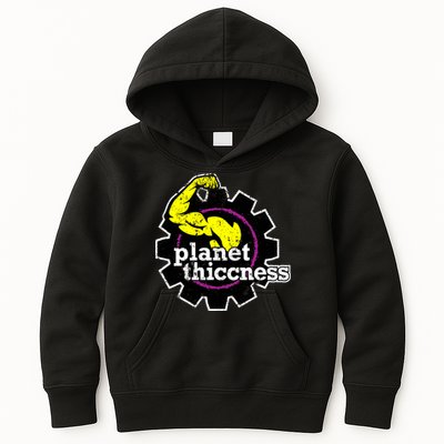 Planet Thiccness Gym Thickness Funny Joke Workout Lover Kids Hoodie