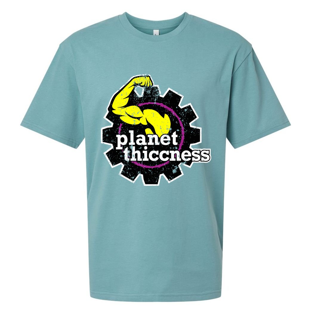 Planet Thiccness Gym Thickness Funny Joke Workout Lover Sueded Cloud Jersey T-Shirt