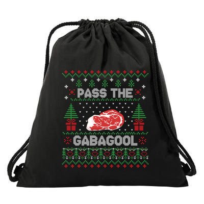 Pass the Gabagool Tacky Ugly Christmas Sweater Drawstring Bag