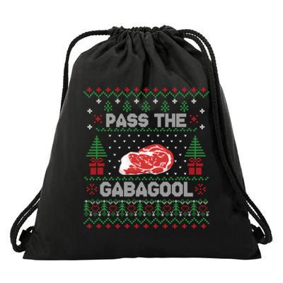 Pass the Gabagool Tacky Ugly Christmas Sweater Drawstring Bag