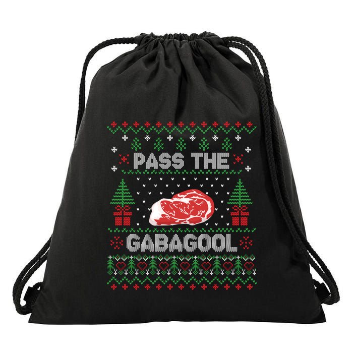 Pass the Gabagool Tacky Ugly Christmas Sweater Drawstring Bag