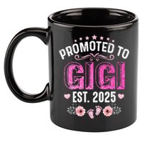 Promoted To Gigi Est. 2025 Funny Floral Mother's Day 11oz C Handle Ceramic Mug