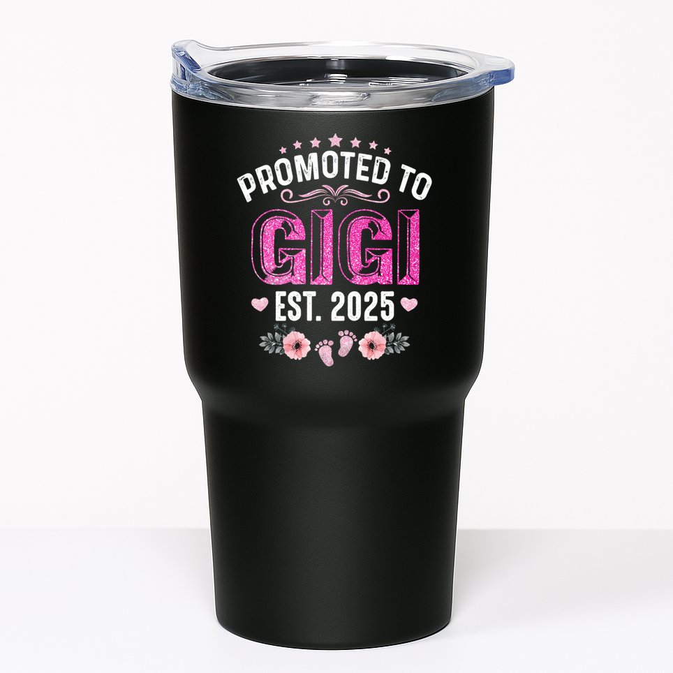 Promoted To Gigi Est. 2025 Funny Floral Mother's Day Tumbler