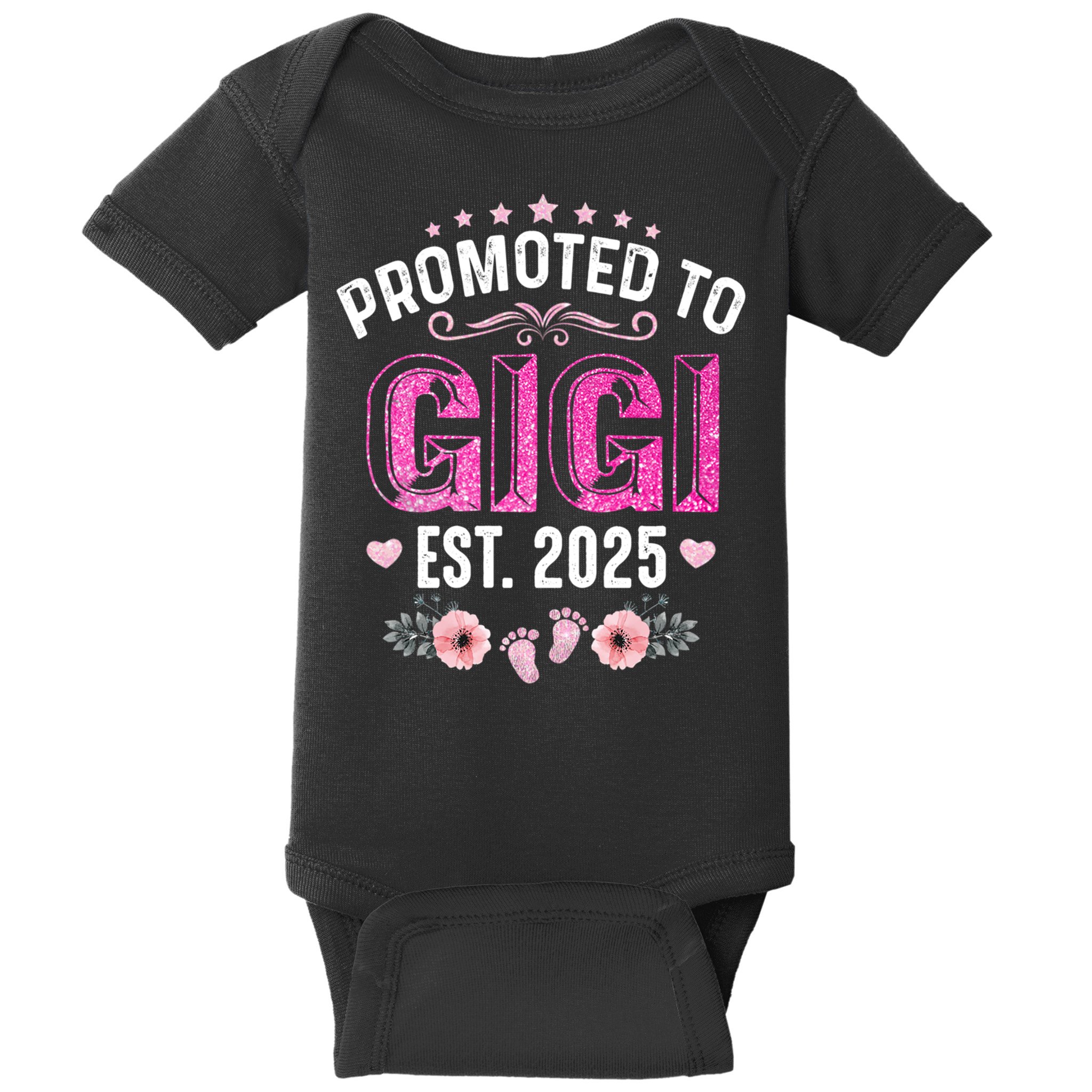 Promoted To Gigi Est. 2025 Funny Floral Mother's Day Baby Bodysuit