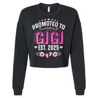 Promoted To Gigi Est. 2025 Funny Floral Mother's Day Cropped Pullover Crew