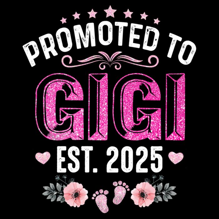 Promoted To Gigi Est. 2025 Funny Floral Mother's Day Cropped Pullover Crew