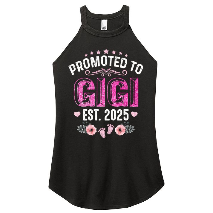 Promoted To Gigi Est. 2025 Funny Floral Mother's Day Women's Perfect Tri Rocker Tank