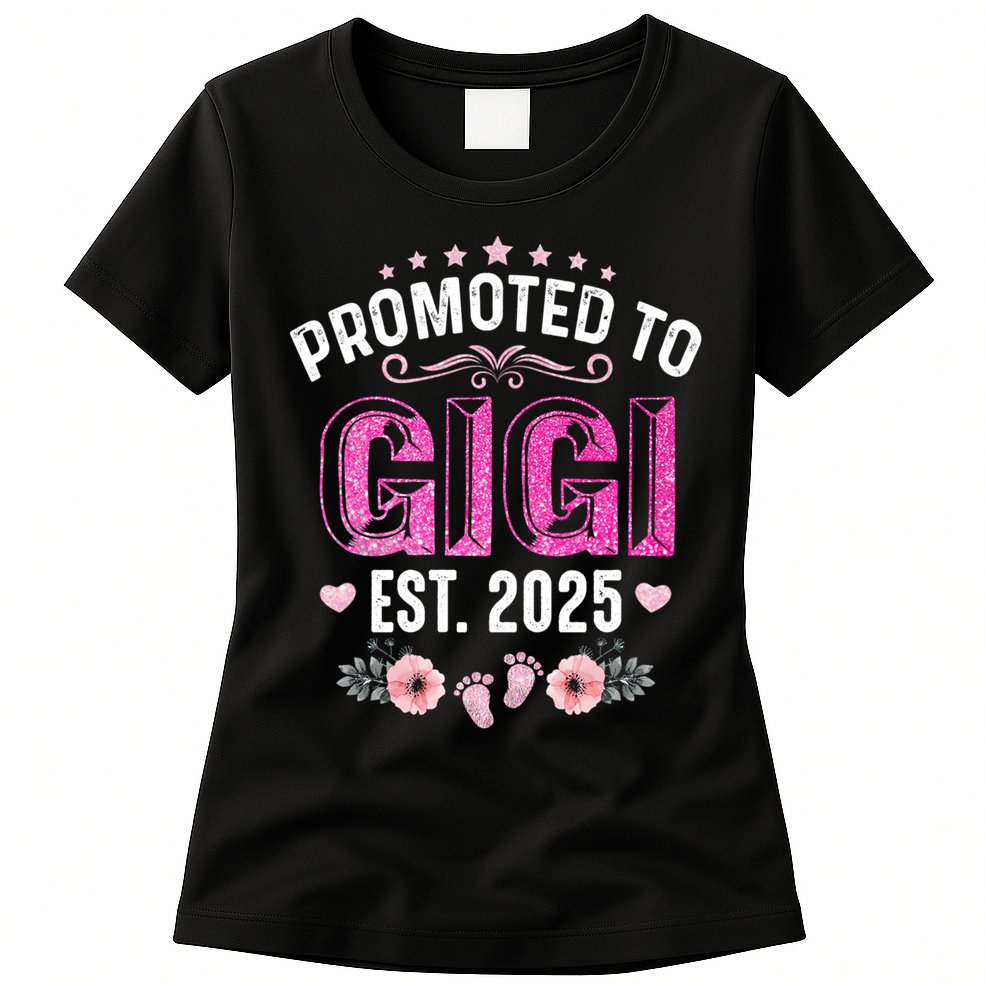 Promoted To Gigi Est. 2025 Funny Floral Mother's Day Womens T-Shirt