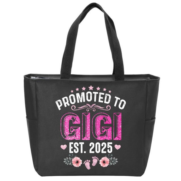 Promoted To Gigi Est. 2025 Funny Floral Mother's Day Zip Tote Bag